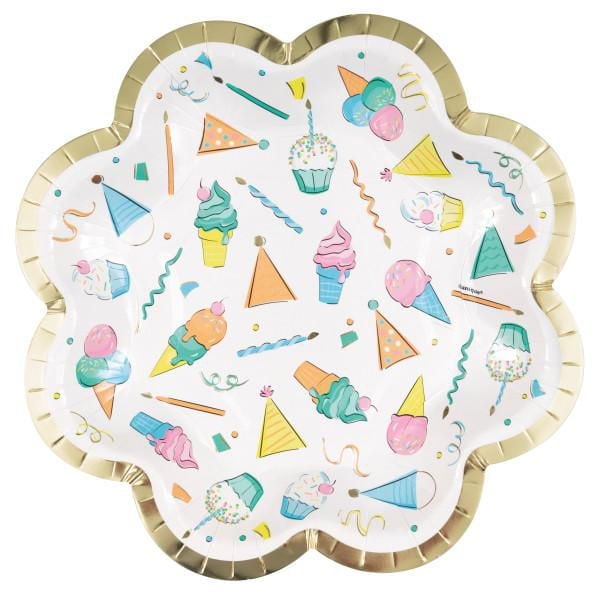 Unique Industries' Rainbow Birthday Sweets Shaped-Edge 8.25" Paper Plates, 8ct