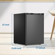 KNDKO 2.6 Cu.ft Mini Fridge with Freezer, Energy Efficient Compact Refrigerator with Reversible Single Door, Removable Glass Shelves for Office, Dorm, Bedroom, Apartment, Black