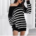thumbnail image 4 of Kmdttou Women Fashion Plus Size Casual Solid Color V Neck Long Sleeve Sweater Knitted Stripe Dress,Fashionable Casual Dresses for Women 2025, 4 of 5