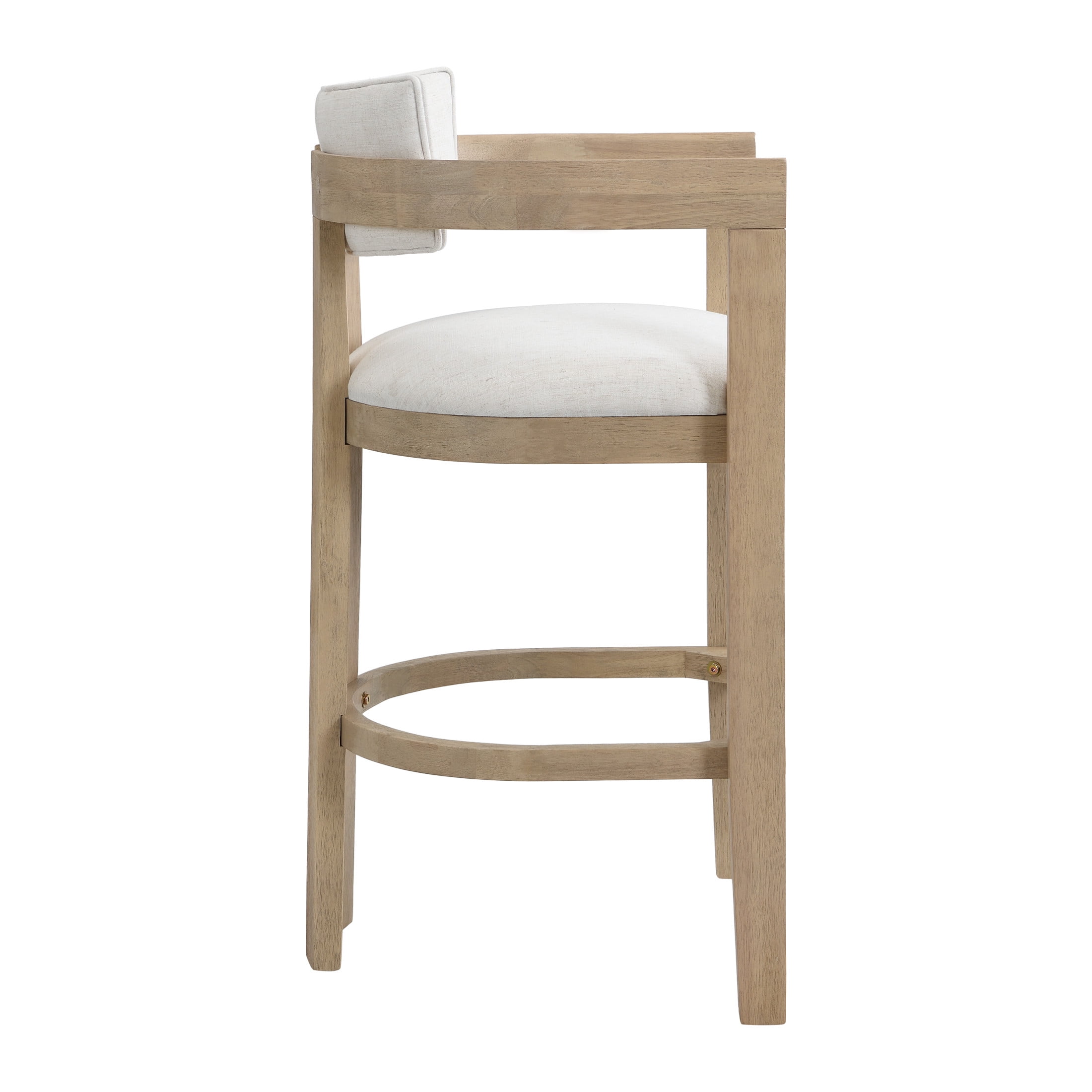 Christopher Knight Home Minimalist Upholstered Bar Stools with Curved Backrest, Solid Wood Frame, Light Ash, Set of 2