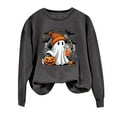 thumbnail image 4 of CILENON Halloween Costumes Woman 2024 Ladies' Halloween Print Round Neck Hoodie (Dark Gray,L), 4 of 4