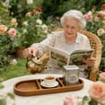 thumbnail image 7 of 33 x11CM Wood Serving Trays Charcuterie Boards Oval Wooden Plates Wood Serving Platter Cheese Dinner Plates Bulk for Dessert Snack Bread Fruit Appetizer Dishes (Three Grids), 7 of 7