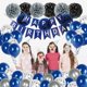 thumbnail image 3 of Conjunto de decoraciones de fiesta de cumpleaños azul y plata Afortunado Sencillez, 3 of 4