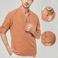 thumbnail image 6 of XBASW Mens Cotton Shirts Mens Button up Stand-Up Collar Shirts Spring Summer Long Sleeve Henley Shirts for Men S -3XL, 6 of 12