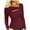 Wine, variant on AXXD Women's T-Shirts Basic Summer 2024 Casual Long Sleeve Round Neck Slim Hollow Out Shirt Blouse Tops
