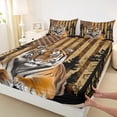 thumbnail image 3 of Castle Fairy Tiger Wildlife 3Pcs Twin Sheet Sets for Teens,Retro Vintage Twin Fitted Sheet,USA Flag Breathable Flat Sheet,Breathable Home Decor, 3 of 7