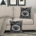 thumbnail image 3 of Black Fall Pillow Covers 18x18 Set of 2 White Pumpkin Maple Leaf Autumn Themed Thanksgiving Print Decorative Throw Pillows Outdoor Farmhouse Pillowcases Cushion Case Decor for Couch Sofa Bed, 3 of 6