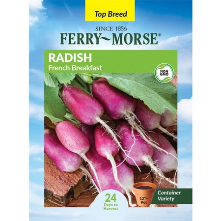 Ferry-Morse 1.3G Radish French Breakfast Annual Vegetable Seeds, Full Sun