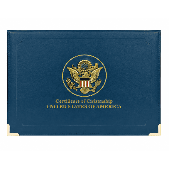 US Naturalization/Certificate Holder | US Citizenship Gift Ideas | New US Citizen Gift | Naturalization Certificate Holder w/ 3D Metal Emblem