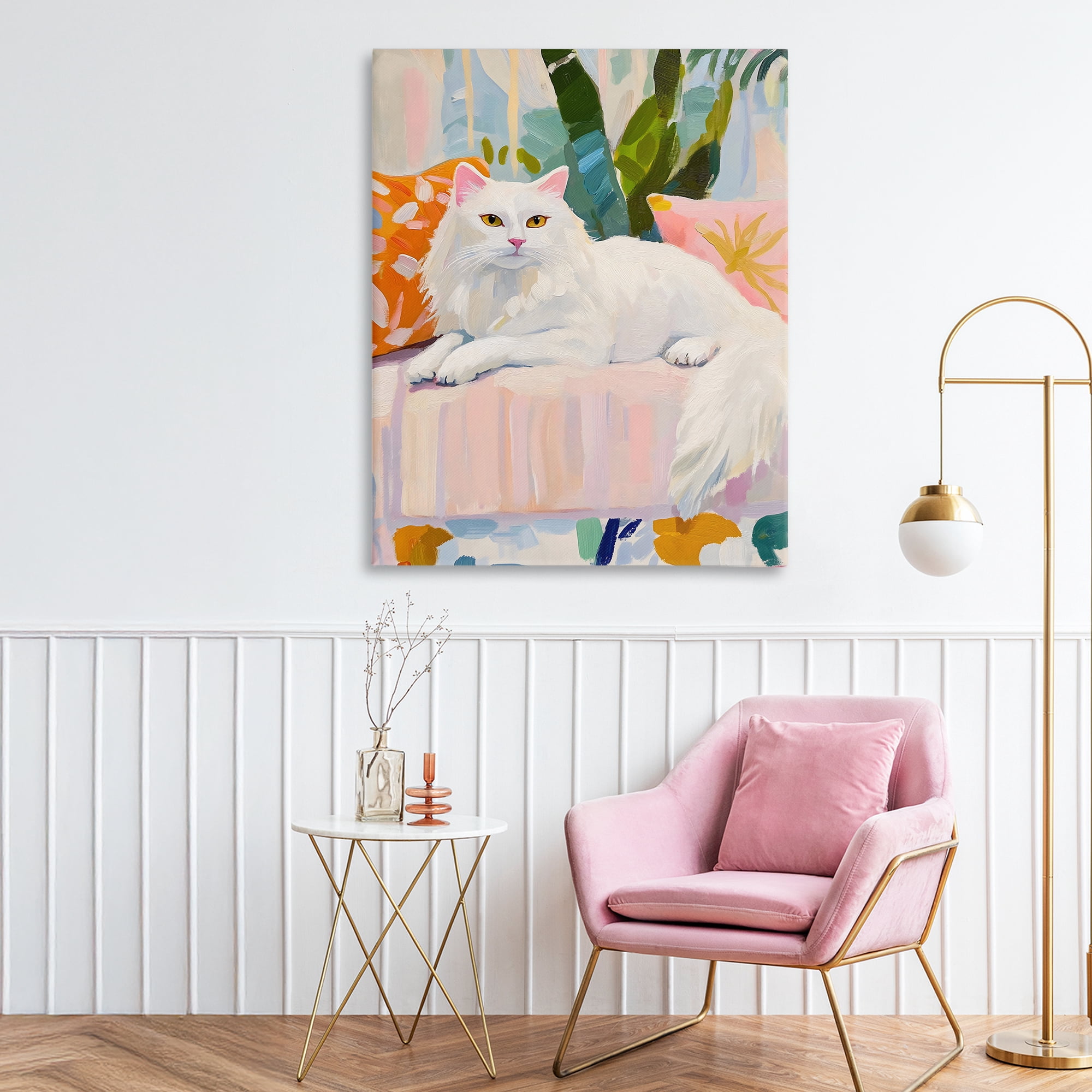 Stupell Industries Fancy Cat on Pastel Sofa Canvas Wall Art, design by The Prints Vibe