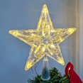 thumbnail image 2 of Decoración superior para árbol de Navidad, estrella de cinco puntas transparente con luz LED de 15CM, adornos navideños, 2023, 2 of 3