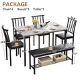 thumbnail image 6 of PORKISS Dining Table Set for 6, 6 Piece Dining Room Set with 4 PU Leather Chairs and Bench, Kitchen Table and Chairs Set with Storage Rack, Rectangular Dining Table Set for Apartment, Gray + Black, 6 of 9