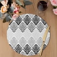 thumbnail image 3 of Black Grey Boho Flowers Round 13 Inch Placemats Set of 8, Modern Luxurious Geometric Floral HeatResistant Non Slip Place Mats for Dining Table, Wipeable Braided Kitchen Table Mats for Housewarming, 3 of 9