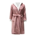 thumbnail image 4 of Hueook Robes for Women Plus Size Sleepwear Winter Warm Solid Bandage Robe Bathrobe Gown Pajamas with Pocket Waistband+Belts Christmas Clearance, 4 of 5