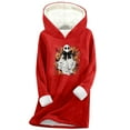 thumbnail image 3 of Feancey Halloween Womens Fleece Hoodie Novelty Ghost Graphic Pullover Sweatshirts Hooded Long Sleeve Sherpa Lined Thermal Tops Dark Gray S, 3 of 6