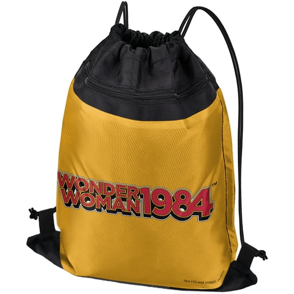 Wonder Woman 1984 Vintage Logo Drawstring Backpack Sports Bag Sackpack 17" x 13", Perfect for Gym, Yoga or Practice