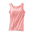 thumbnail image 2 of VV AVEORS Tank Top For Women With Built In Bra Summer Padded Bra Cotton Casual Basic Tanks Workout Yoga Camisole Top Undershirt Pink XL, 2 of 3