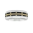 thumbnail image 3 of Men's Stainless Steel Carbon Fiber and Yellow Cross Inlay Ring, 8mm, 3 of 4