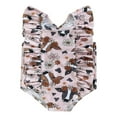 thumbnail image 1 of Baby Girl Summer Swimsuit Sleeveless U Neck Cow Print Ruffle Bathing Suit, 1 of 5