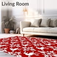 thumbnail image 2 of ODIKA 5'x7' Machine Washable Non-Slip Area Rug, Festive Symmetry With Interlocking Stars And Leaping Stags High Traffic Rug with Pad, Red, 741730, 2 of 8