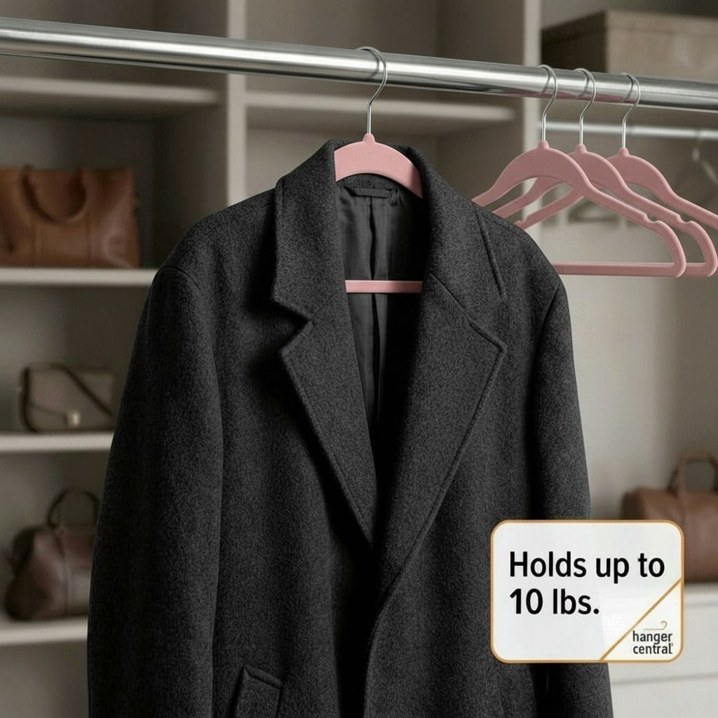 Hanger Central 25 Pack Space Saving Pink Velvet Non-Slip Hangers with Swivel Hook