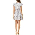 thumbnail image 3 of Allegra K Women's V Neck Button Front Cap Sleeve Floral Ruffle Mini Dress, 3 of 6