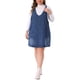 thumbnail image 1 of Vestido de mezclilla sin mangas de talla grande para mujer Agnes Orinda, con escote en V, vestido casual con bolsillos, 3X azul oscuro, 1 of 5