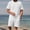 White, variant on Men 2 Piece Textured Tracksuit Set, Diamond Jacquard Crew Neck Short Sleeve T-Shirt and Drawstring Elastic Waist Shorts Summer Casual Loungewear Size M-5XL Beige