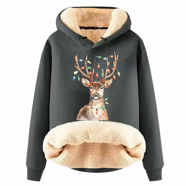WILLBEST Sudadera de Mujer, Estilo Universitario, Cuello Redondo, Manga Larga, Talla Grande, con Estampado Navideño XXXX-Grande