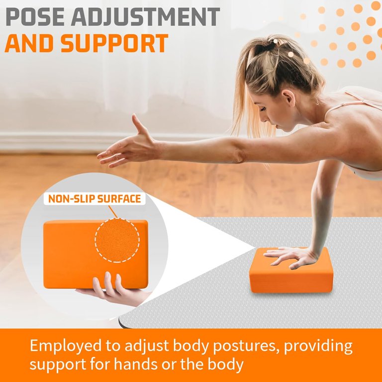 2-Pack Yoga Blocks - 9x6x3 Inch EVA Foam Exercise Bricks For Stability & Balance Support