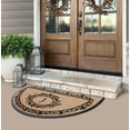 thumbnail image 2 of A1HC Heavy-Duty Semi-Circular Coir and Rubber Doormat, 36"x72" Hand-Flocked Monogrammed Front Porch Entrance Rug with Floral Design, 2 of 5