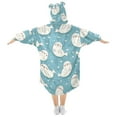 thumbnail image 2 of Wearable Blanket Christmas Hoodie for Cute Cartoon Seal Picture Flannel Hooded Blanket with Pockets and Sleeves Suitable, 2 of 7