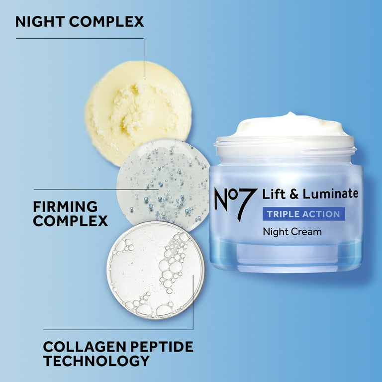 No7 Lift & Luminate Anti-Aging Night Cream, Wrinkle Reducing