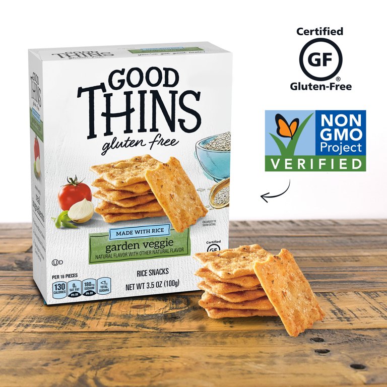 Good Thins Garden Veggie Rice Snacks Gluten Free Crackers, 6 - 3.5 oz Boxes