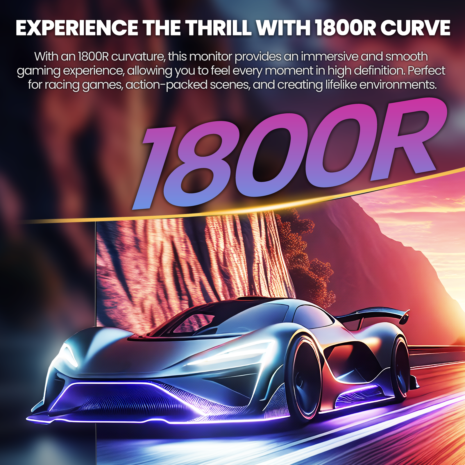 CRUA 27'' 2K 260Hz Curved Gaming Monitor, QHD 1440P,1800R, with Built-in Speakers, Support AMD FreeSync, 120% sRGB, Blue Light Filter, Wall Mountable-Black