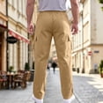 thumbnail image 5 of Nestiefly Mens Cargo Pants Relaxed Fit Chino Elastic Waist Multi Pocket Hiking Work Trousers Khaki L, 5 of 7