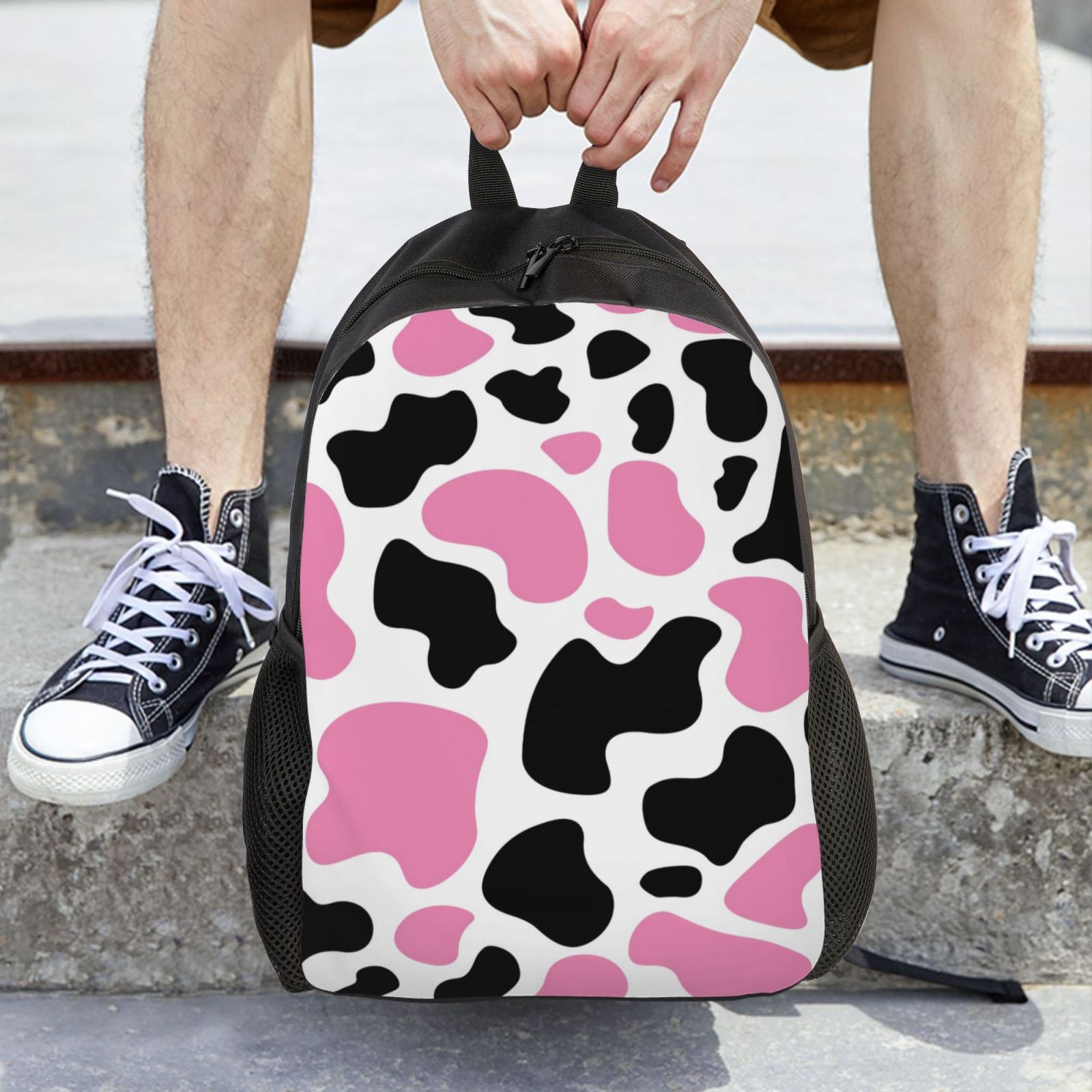 Xecao Cow Spots Print School Backpack with Laptop Compartment Small Travel Laptop Backpack for Women Men Waterproof College Backpack Simple School Bag