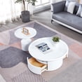 thumbnail image 5 of Miekor Furniture 2 Pieces White MDF Round Coffee Table Set for Living Room, Bedroom 00208, 5 of 9