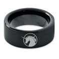 thumbnail image 2 of Tungsten Legendary Mythical Unicorn Band Ring 9mm Men Women Comfort Fit Black Flat Cut Brushed Polished, 2 of 4