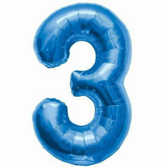 Northstar Balloons Number 3 - Blue Helium Foil Balloon - 34 inch