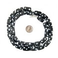 thumbnail image 2 of The Bead Chest Black Rectangular Polka Dot Skunk Beads 9x19mm Ghana African Black and White Rectangle Glass 24 Inch Strand Handmade, 2 of 2