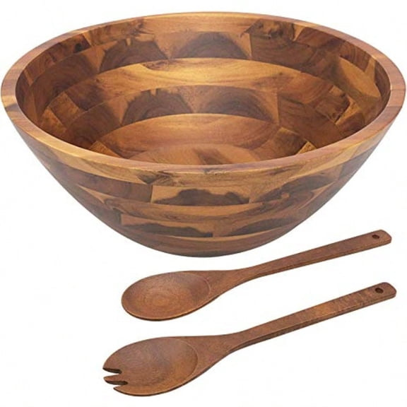 Salad Bowls Wooden Salad Bowls Set Large Acacia Wood Serving Bowl for Fruits Salad 12.5 Big Salad Bowl with Serving Utensils