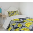 thumbnail image 4 of Ambesonne Floral Quilted Bedspread Set 2 Pcs, Contrast Tones Florets, Twin Size, Yellow and Grey, 4 of 6