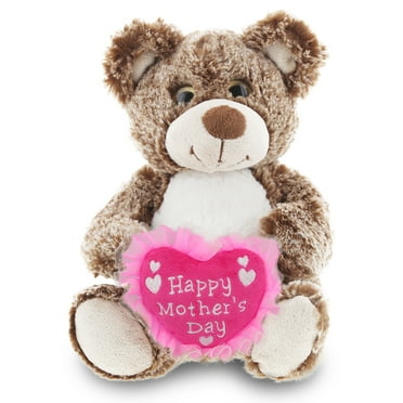 DolliBu Happy Mother's Day Super Soft Plush Sleeping Black Bear With Pillow - Cute St￭ Animal Pink Heart Message Best Mommy Grandma Wife Daughter Wild L
