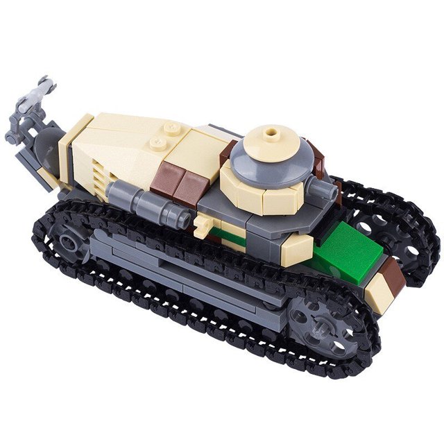 Bloques de construcción de tanque de ingeniería ligera, juguetes MOC de partículas pequeñas, Transporte de Artillería militar, Segunda Guerra Mundial, Renault francés