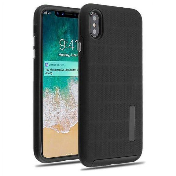 Apple iPhone Xs Max (6.5 Inch) - Phone Case Protective Shockproof Dots Textured Hybrid Rubber Rugged Cover BLACK Slim Phone Case for Apple iPhone Xs Max