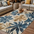 thumbnail image 2 of Fsddascl Navy Blue Brown Outdoor Rug for Patio/Deck/Porch, Non-Slip Large Area Rug 5 x 8 Ft, Tropical Botanical Palm Leaves Vintage Indoor Outdoor Rugs Washable Area Rugs, Camping Rug Carpet, 2 of 5