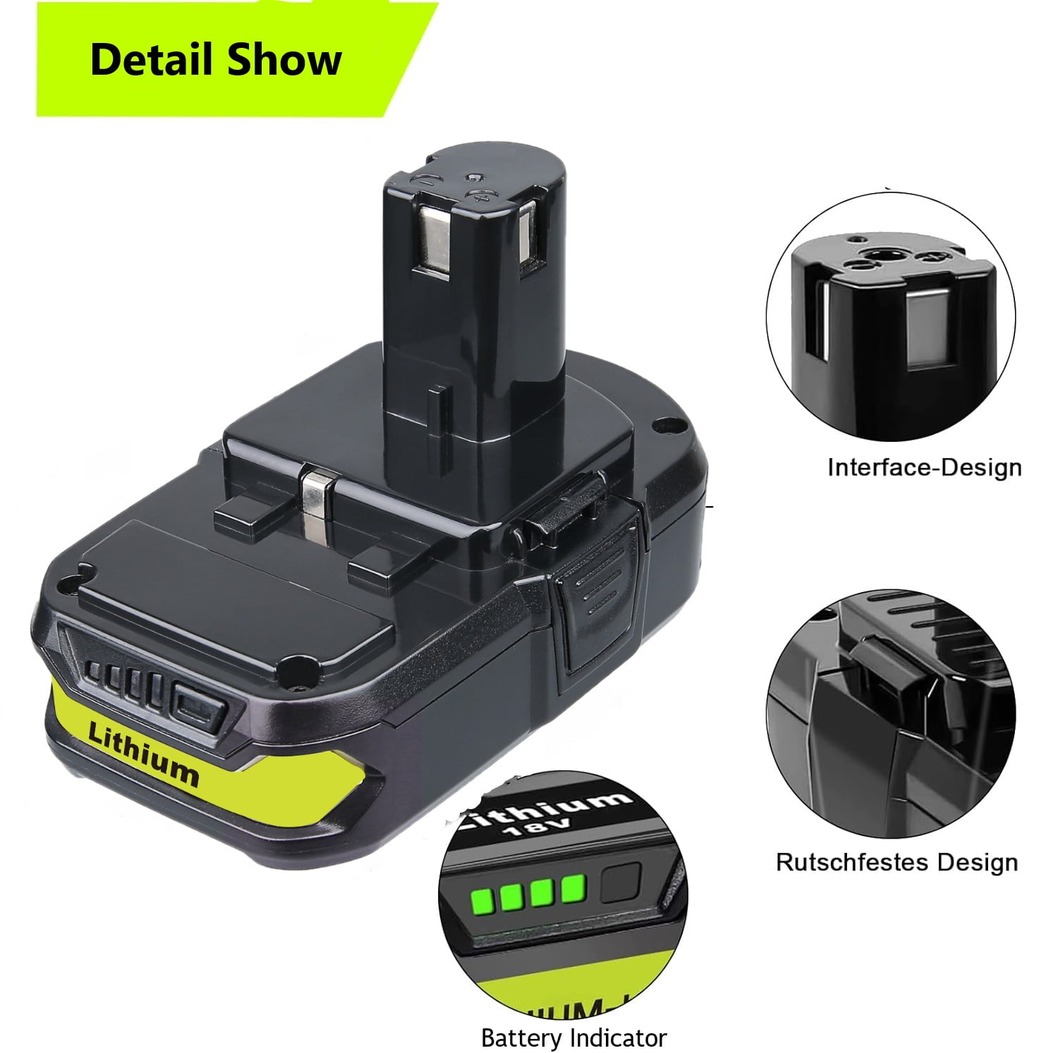 4Packs P102 3.6Ah Replacement for Ryobi 18V Lithium-ion Battery P102 P103 P104 P105 P107 P108 P109 P122 for 18-Volt Power Tool