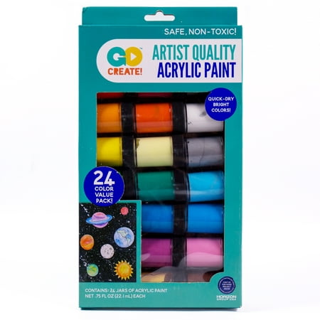 Go Create! Permanent Acrylic Rainbow Paint Set, 24