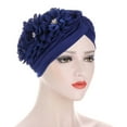 thumbnail image 3 of SPRING PARK 10 Colors Women Adult Elegant 3 Flower Decal Design Turban Hat Muslim Elastic Hijab Cap Hair Soft Loss Cover Headwear, 3 of 7